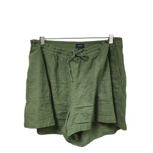 J. Crew High RiseLinen Green Drawstring Elastic Waistband Women's Shorts Sz XXL